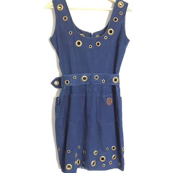 MOSCHINO Jeans Lace Up Belt & Grommets Denim Dress - Picture 4 of 12